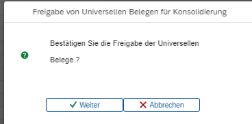 Freigabe von Universellen Belegen für die Konsolidierung